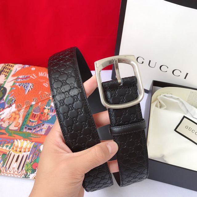 Gucci皮帶 古馳GG原廠經典版紋 Gucci牛皮腰帶 男女同款  xfp2151